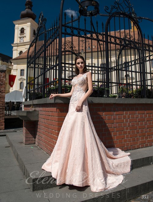 Нежно-розовое свадебное платье 353